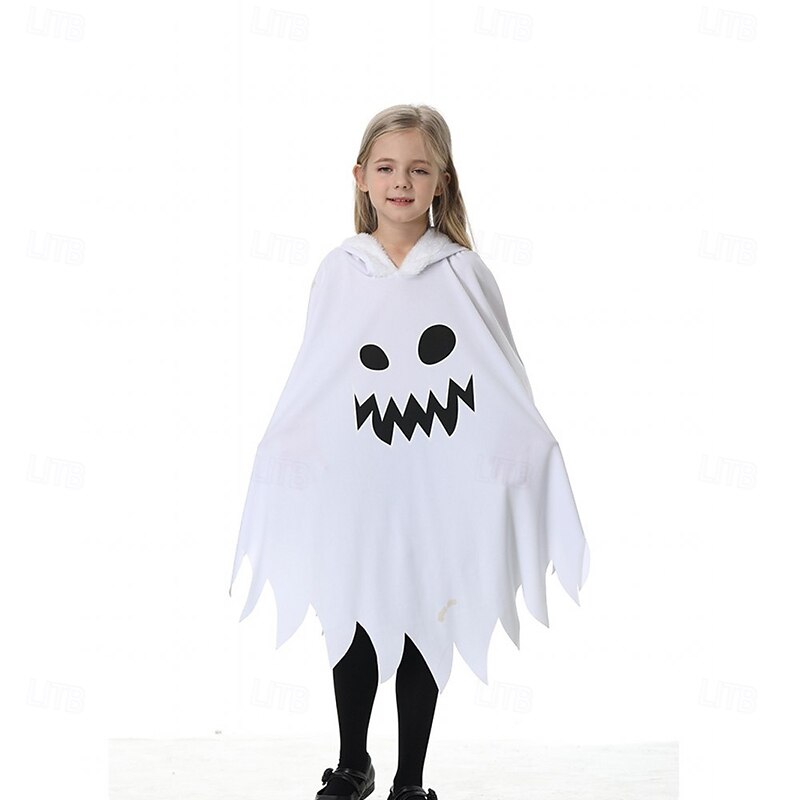 Kids Halloween Glowing Ghost Cape Costume – Light-Up White Cloak for Role Play, Fancy Dress, Party Performance, and Trick-or-Treat Fun4