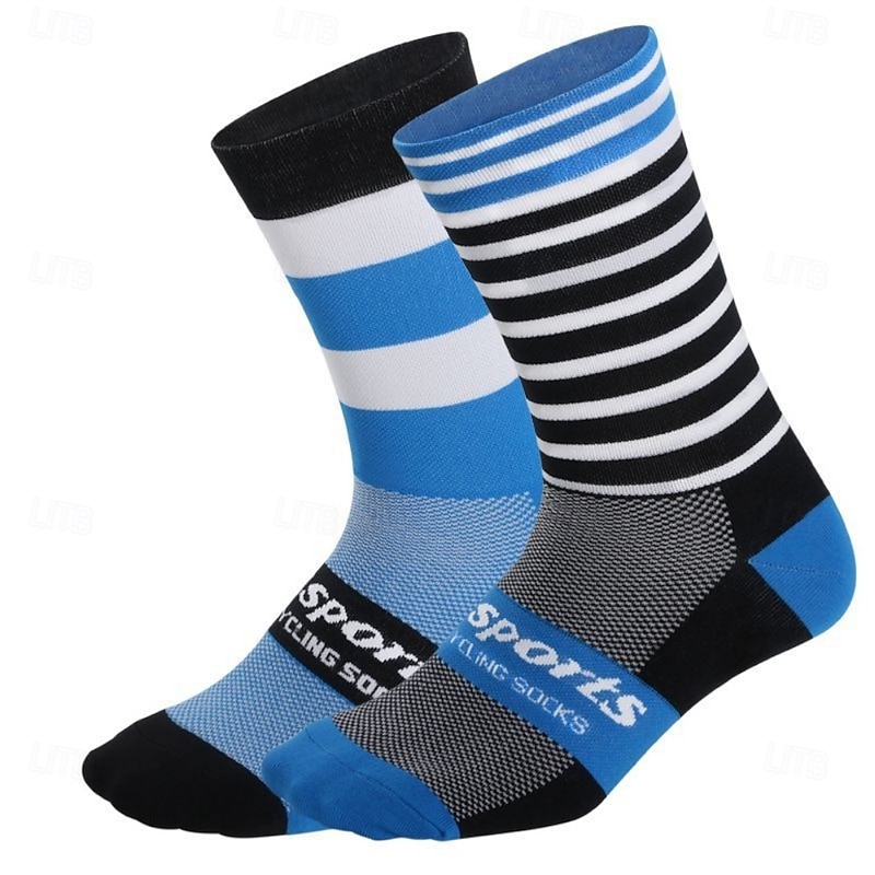 Socks Cycling Socks Bike Socks Sports Socks Athletic Socks Camping / Hiking Hiking Outdoor Exercise Bike / Cycling High Elasticity Comfortable Breathable 1 Pair Stripes Curve Letter & Number Nylon