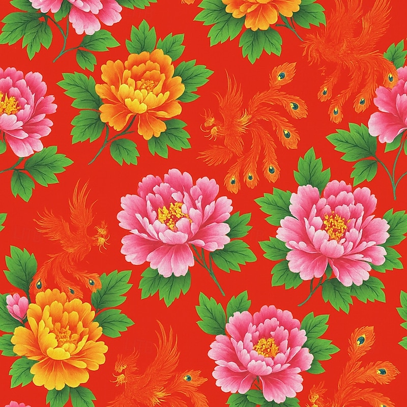 Men's Floral Print Flowers Dress Pants Trousers Suit Pants Mid Waist Casual Casual Holiday Relaxed Fit Flat Front Dress Pants with Side Pockets Spring Fall 3D Print White Red2