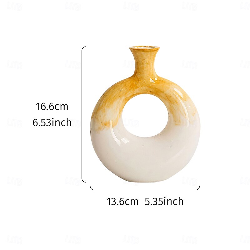 1PC A Colorful Circular Vase Ornament a Hand-painted Resin Material Home Decoration Vase a Dried Flower Arrangement Decorative Vase Suitable for Living Room Homestay and Hotel Table ecoration2