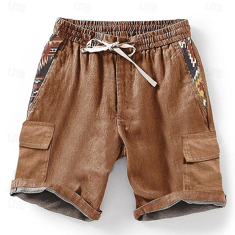 Men's Geometric 3D Print Shorts Summer Shorts Casual Shorts Mid Waist Ethnic Style Retro Vintage Casual Daily Holiday Drawstring Pocket Elastic Waist Designer Clothing Apparel