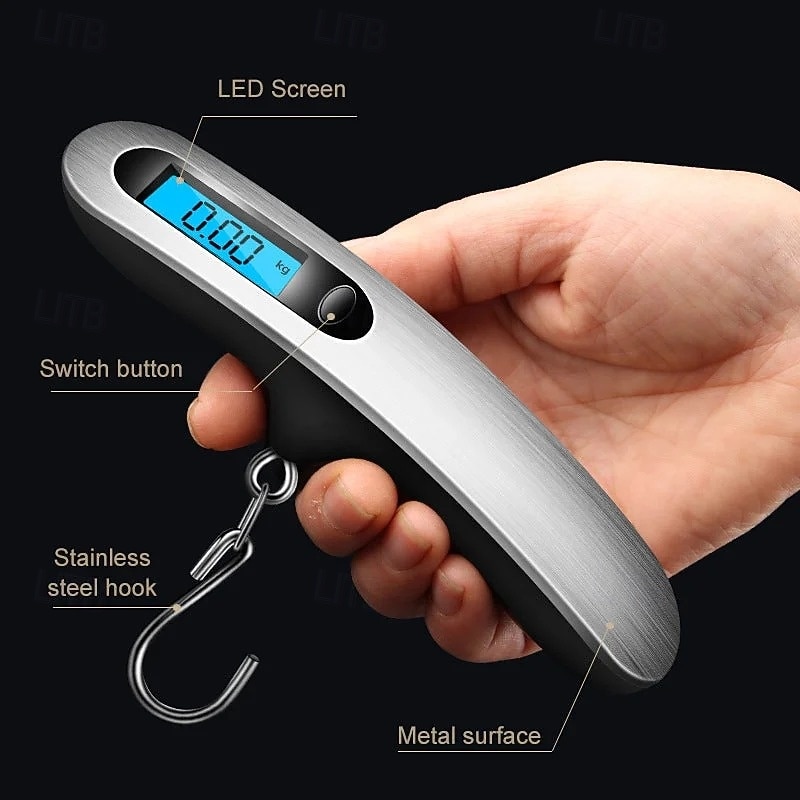 Portable Electronic Hook Scale Mini Handheld Digital Luggage Scale with Hook Lightweight Spring Weighing Tool for Travel Vegetables Market Portable Hanging Weight Measuring Device2