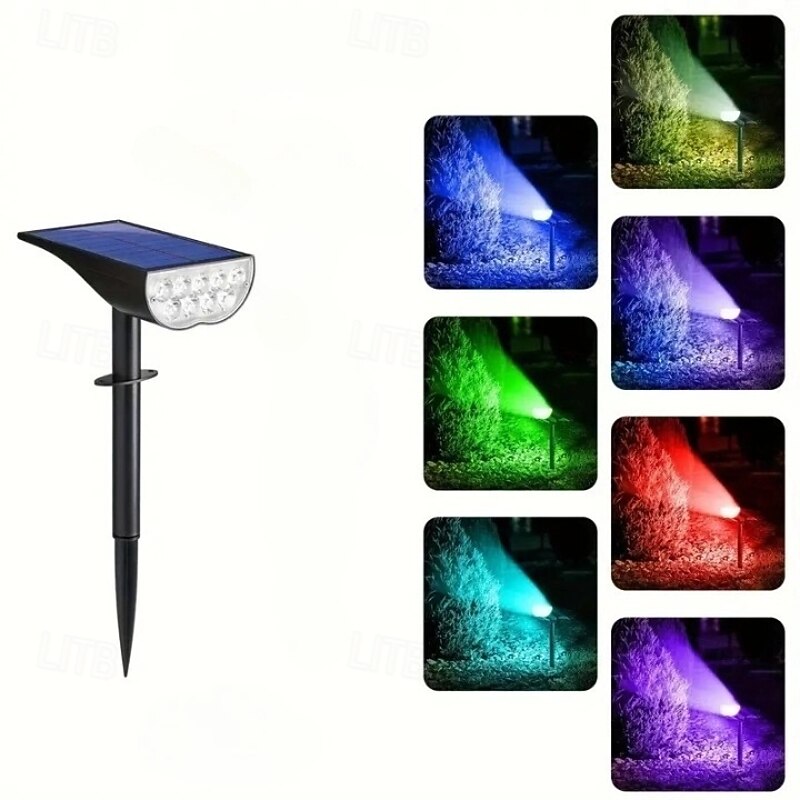 Solar Lights Outdoor 1 Pack, Waterproof Ip68, 5 Lighting Modes Solar Spot Lights Outdoor Auto On/Off Led Bulbs,Outdoor Solar Light Landscape Lighting for Garden, Pathway, House, Lawn