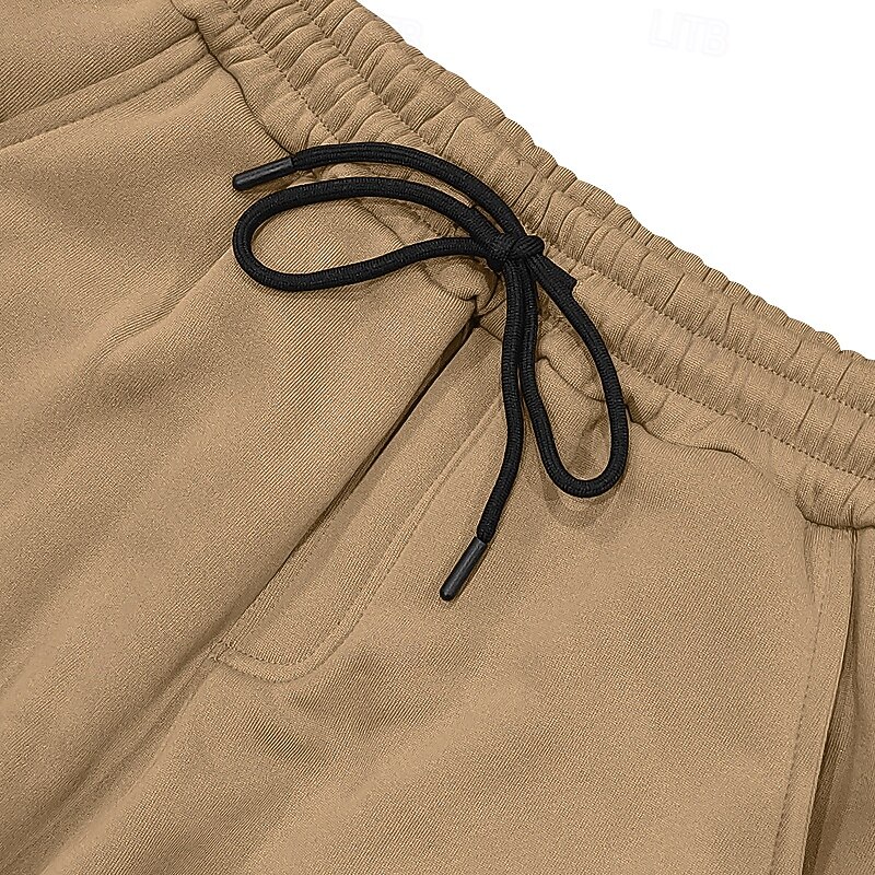 Men's Sweatpants Fleece Pants Joggers Trousers Cargo Sweatpants Drawstring Elastic Waist Multi Pocket Plain Moisture Wicking Breathable Full Length Outdoor Casual Daily Vacation Fashion Black Green3