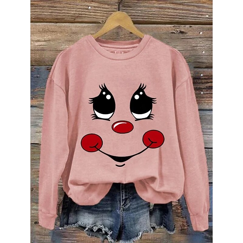 Women's Pullover Graphic Animal Casual Long Sleeve Crew Neck Regular Tops Street Dailywear Casual Print White Pink Blue Orange Green Fall Winter3