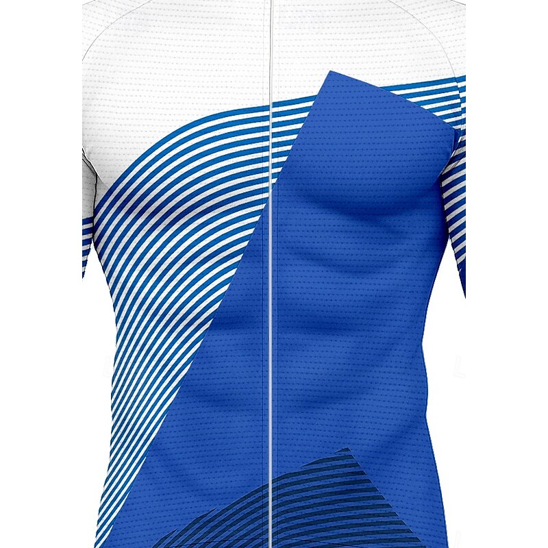 Men's Tops Cycling Jersey Graphic Geometric Long Sleeve Bike Jersey Top with 3 Rear Pockets Sun Sun Protection Sunscreen Quick Dry Sports Blue Clothing Apparel3
