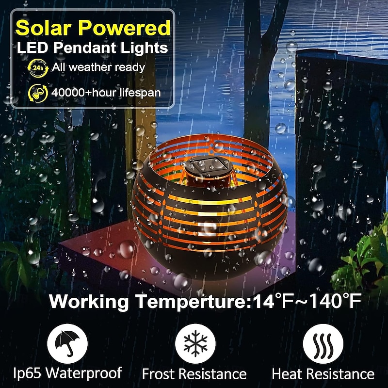 Solar Lanterns Outdoor Waterproof, Solar Table Lamp for Outside Patio, Metal Pot with Warm Yellow Dancing Flickering Flame Light LED Tabletop Lamp Decorative for Garden Decor, Landscape, Yard3