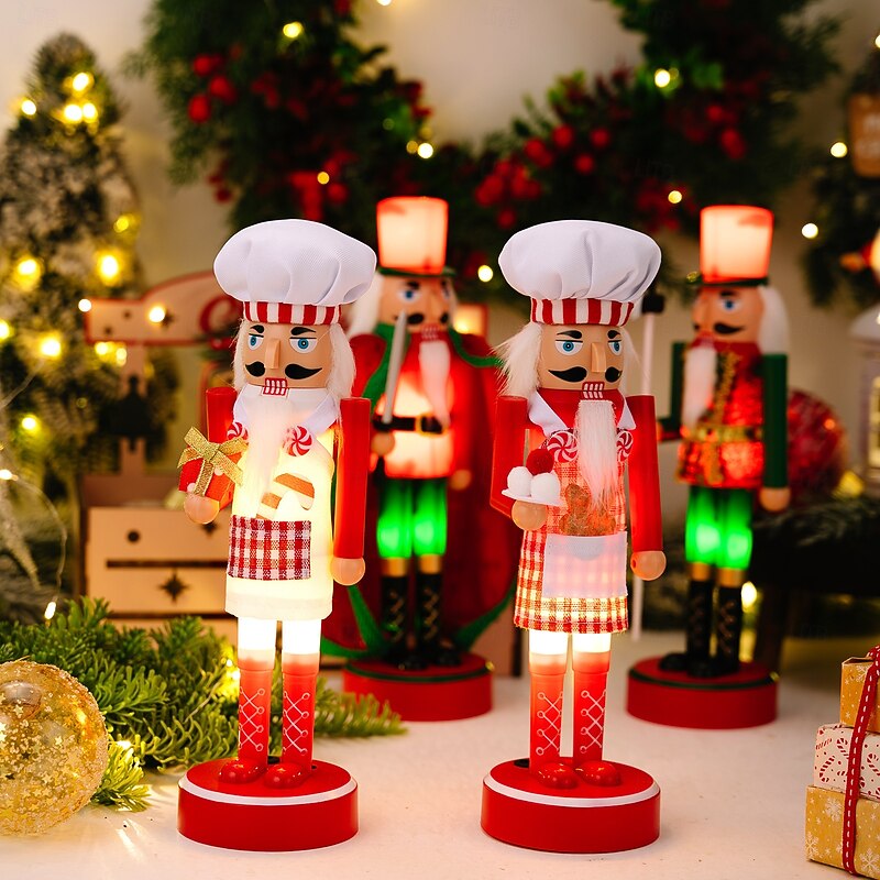 Christmas Nutcracker Soldier Figurine with Lights, Standing Tin Soldier Decoration, Festive Nutcracker Ornament for Holiday Decor2