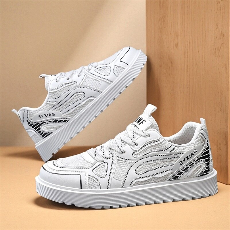 Men's White Running Sneakers – Lightweight Breathable Sports Shoes for Running, Fitness and Outdoor Activities3