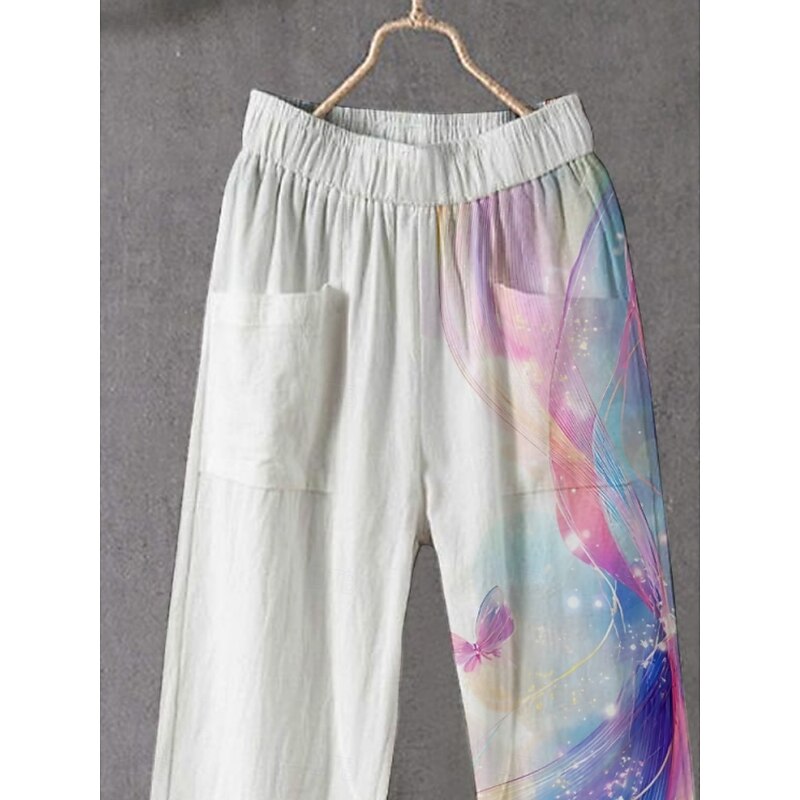 Women's Chinos Pants Trousers Streetwear Casual Full Length High Waist Gradient Elastic Waist Print Breathability Comfortable Stretchy Vacation Street Daily Wear Purple Summer Spring Fall Regular Fit2