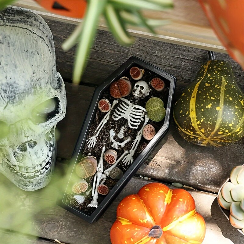 Versatile Gothic Coffin Planter Box for Succulents, Candy & Jewelry Storage - Perfect for Halloween & Easter Decor Indoor/Outdoor Use2