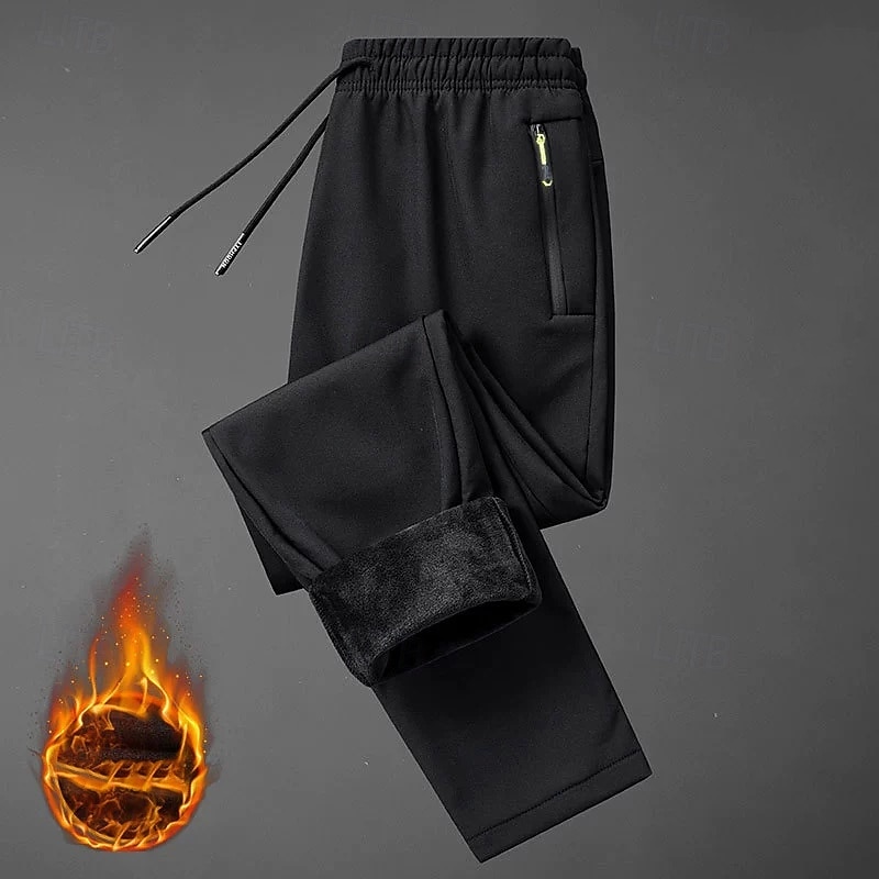 Women's Cargo Pants Sweatpants Slacks Casual Plus velvet Full Length Natural Plain Drawstring Thermal Warm Windproof Comfortable Street Holiday Daily Wear Black ash-colored Winter Regular Fit