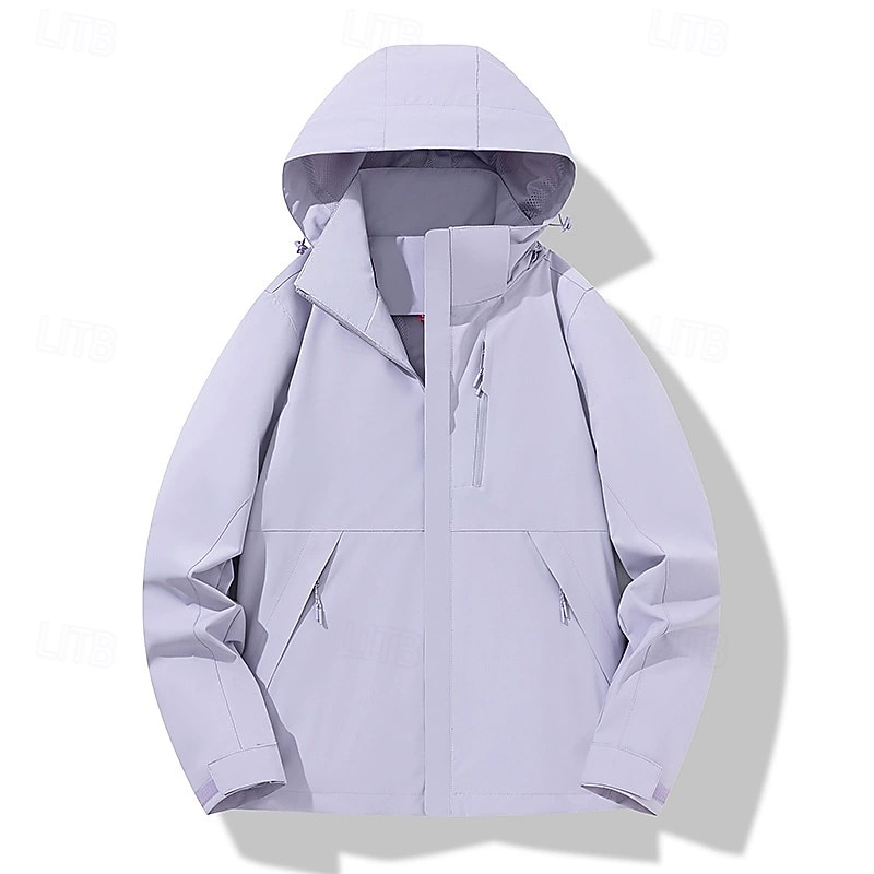 Women's Trench Coat Waterproof Rain Jackets Rain Coats Waterproof Windproof Zipper Pocket Fashion Outdoor Color Block Going out Weekend Zipper Regular Hooded Regular Fit Long Sleeve Outerwear Light3