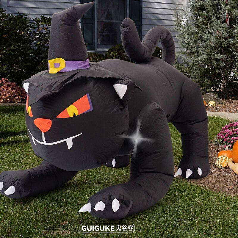 Haunted Hill Farm 6-ft. Wide Black Cat Blow Up with Lights, Outdoor Halloween Inflatable Decoration for Lawn and Yard, Giant Spooky Holiday Decor2