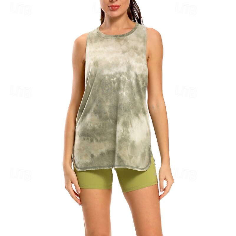 Women's Yoga Shirts Crew Neck Breathable Tie-dye Sleeveless Sports Tie Dye Top For Gym Running Fitness Activewear3