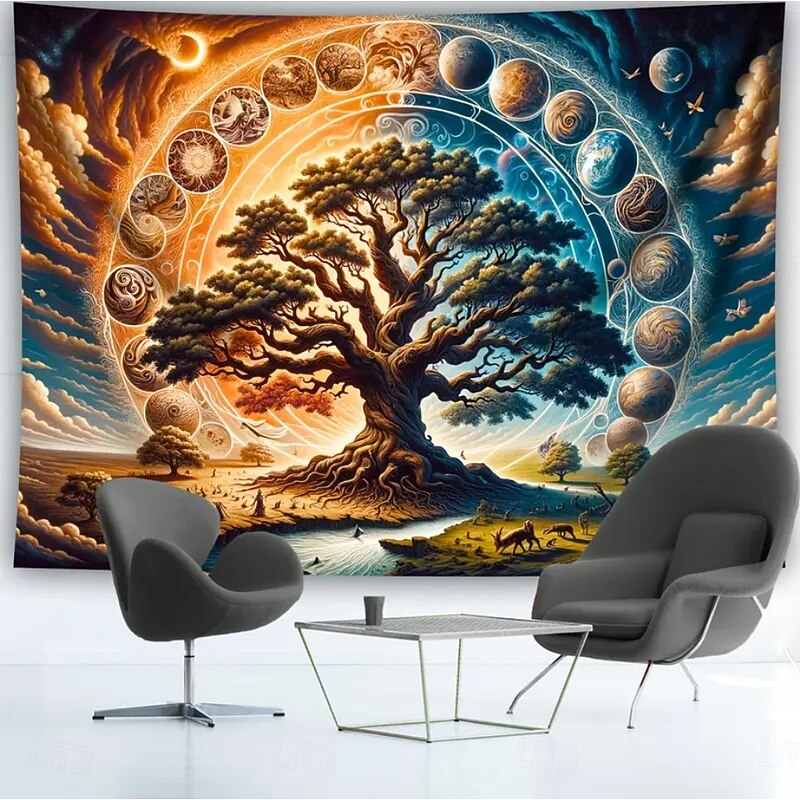 Tapestry Wall Hangings Seven Chakra Yoga Meditation Planet Tree of Life Mystic Bedroom Living Room Dorm Home Decor4