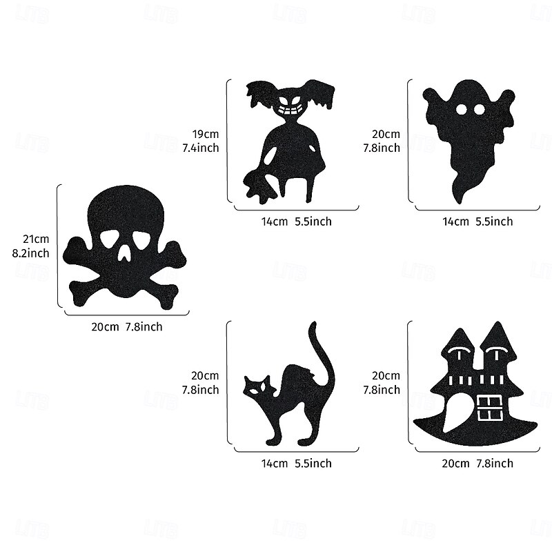 5PCS Non-woven Fabric Halloween Wall Decoration Hangers Black Cat Castle and Other Elements Festival Decoration Wall Stickers Suitable for Theme Party Decoration Home Festival Decoration Hangers2