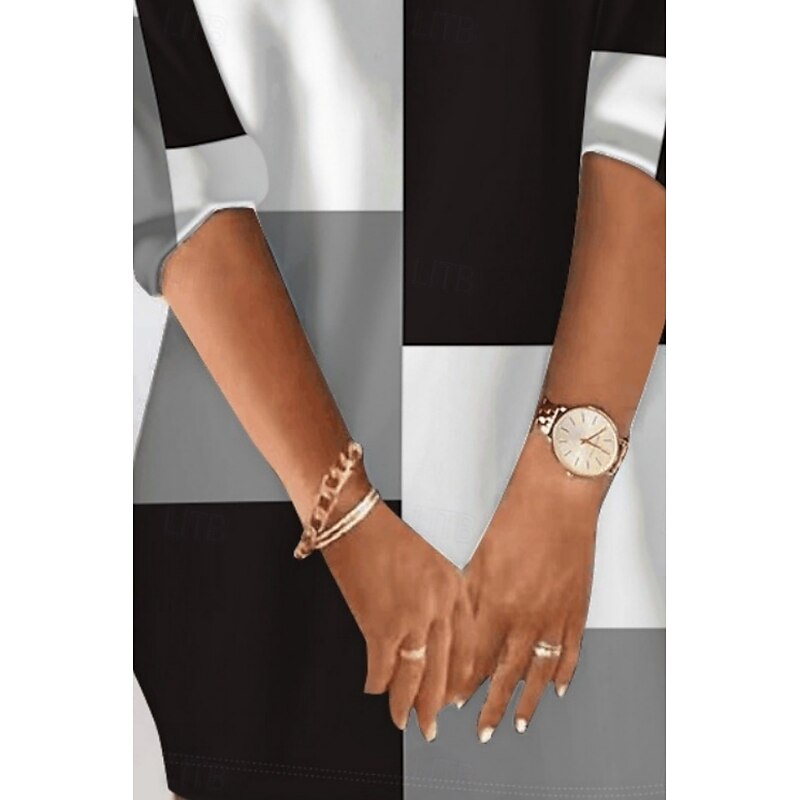 Women's Mini Dress Casual Dress Winter Dress Shift Dress Fashion Modern Daily Beach Weekend Regular Fit Plaid Long Sleeve V Neck Grey Summer Spring Fall Autumn3