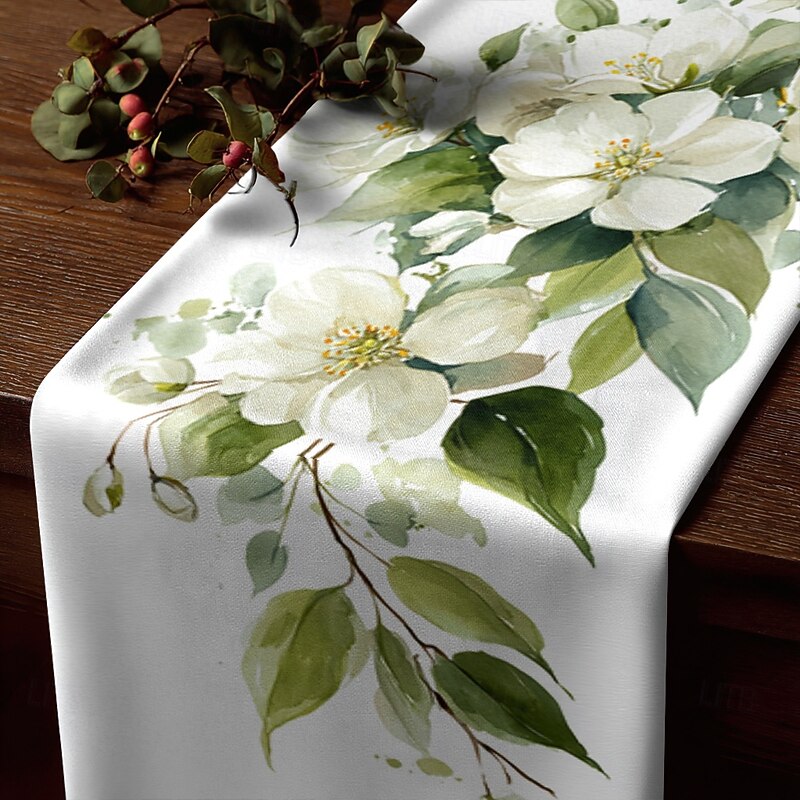 1pc Floral Printed Table Runner, Rectangular Table Decoration for Dining Room, Banquet, and Outdoor Use3