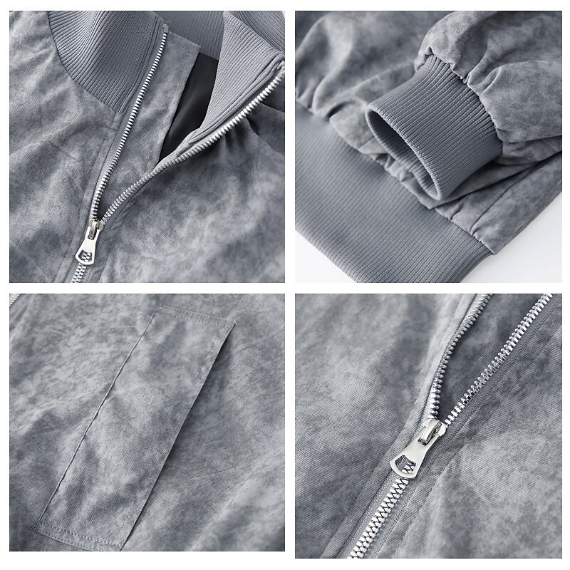 Men's Jacket Casual Jacket Outdoor Vacation Warm Zipper Pocket Fall Winter Plain Fashion Streetwear Standing Collar Regular Black Pink Brown Gray Jacket2