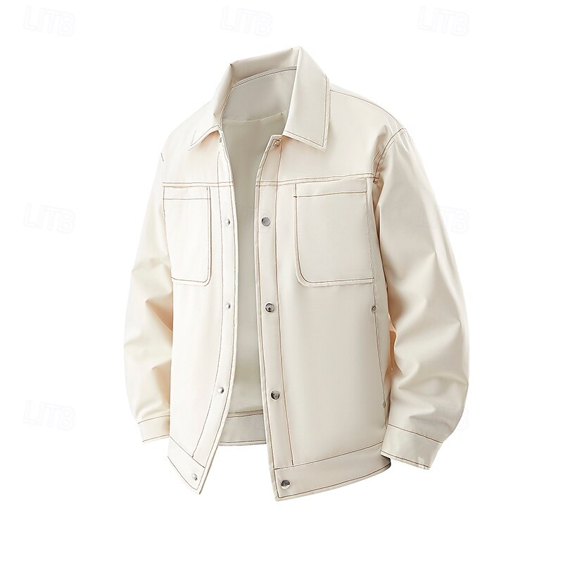 Men's Jacket Casual Jacket Outdoor Vacation Warm Zipper Pocket Fall Winter Plain Fashion Streetwear Standing Collar Regular Black Blue Green Dark Coffee Beige Jacket4