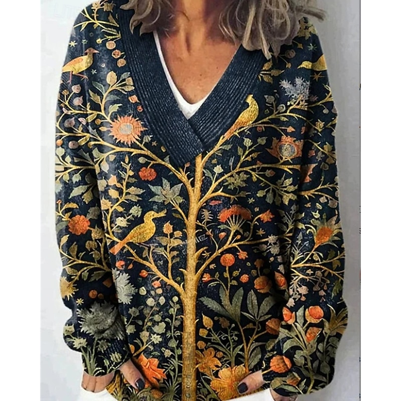 Women's Sweater Fashion Color Block Ribbed V Neck Knitted Long Sleeve Regular Tops Knit Holiday Going out Weekend Green Fall