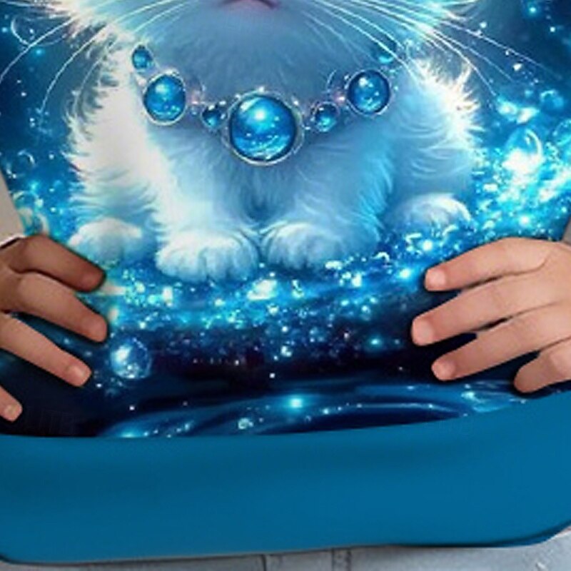 Girls' 3D Cat Sweatshirt Long Sleeve Spring Fall Fashion Basic Kids 4-12 Years Crew Neck Outdoor Casual Daily Regular Fit4