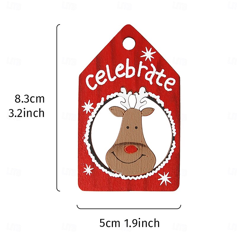 3PCS Christmas Hanging Ornaments  Cute Cartoon 3D Indoor Wooden Colorful Printed Decorations with Christmas Tree, Rocking Horse, Reindeer for Holiday Decor and Gifts3