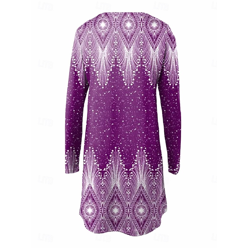 Women's Mini Dress T Shirt Dress Tee Dress A Line Dress Vacation Casual Daily Date Regular Fit Ombre Graphic Abstract Long Sleeve Crew Neck Red Royal Blue Blue Purple Summer Spring Fall Winter2