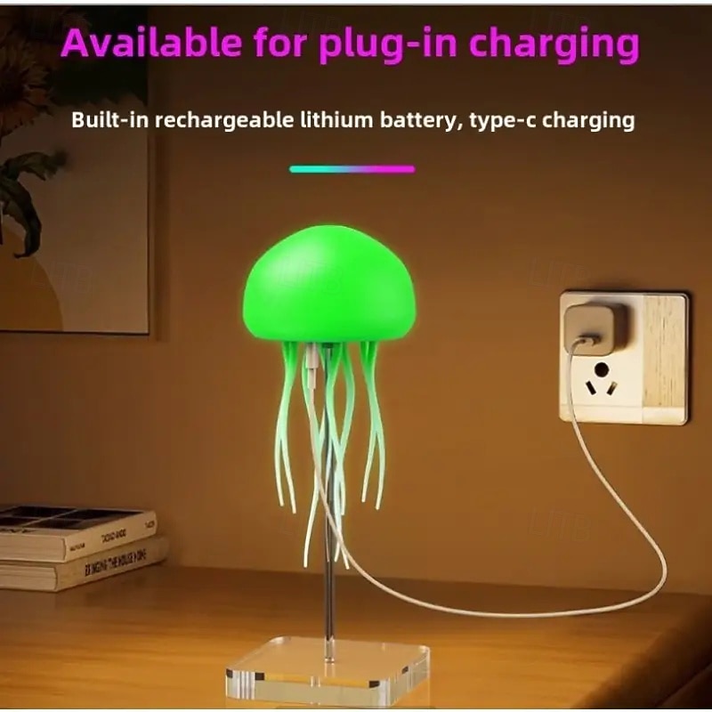 Creative Jellyfish Touch-Sensitive Night Light - Full Color Gradient Voice-Activated Floating Smart Touch Base Home Desktop Sensor Atmospheric Night Light