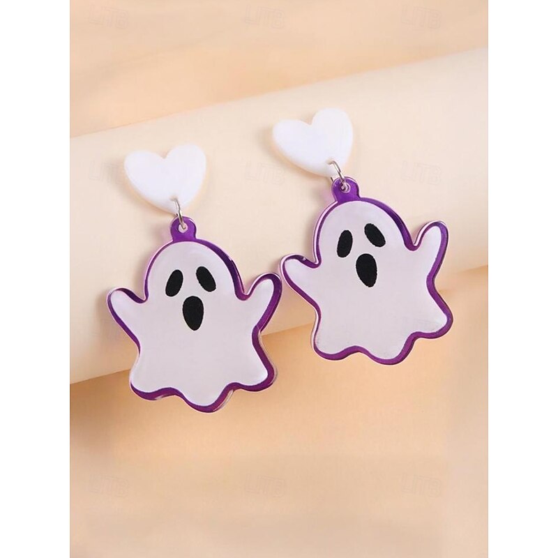 Women's Halloween Dangle Earrings set– Acrylic Pumpkin, Ghost, Bat and Spider Drop Earrings Set for Party, Cosplay and Festive Costume Jewelry4
