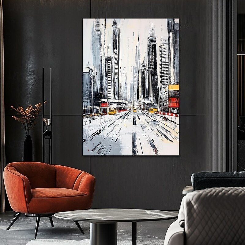 Street Scenery Handmade Art Canvas Decorative Oil Painting Urban Architecture for Living Room Decor Living Room Wall Picture No Frame2