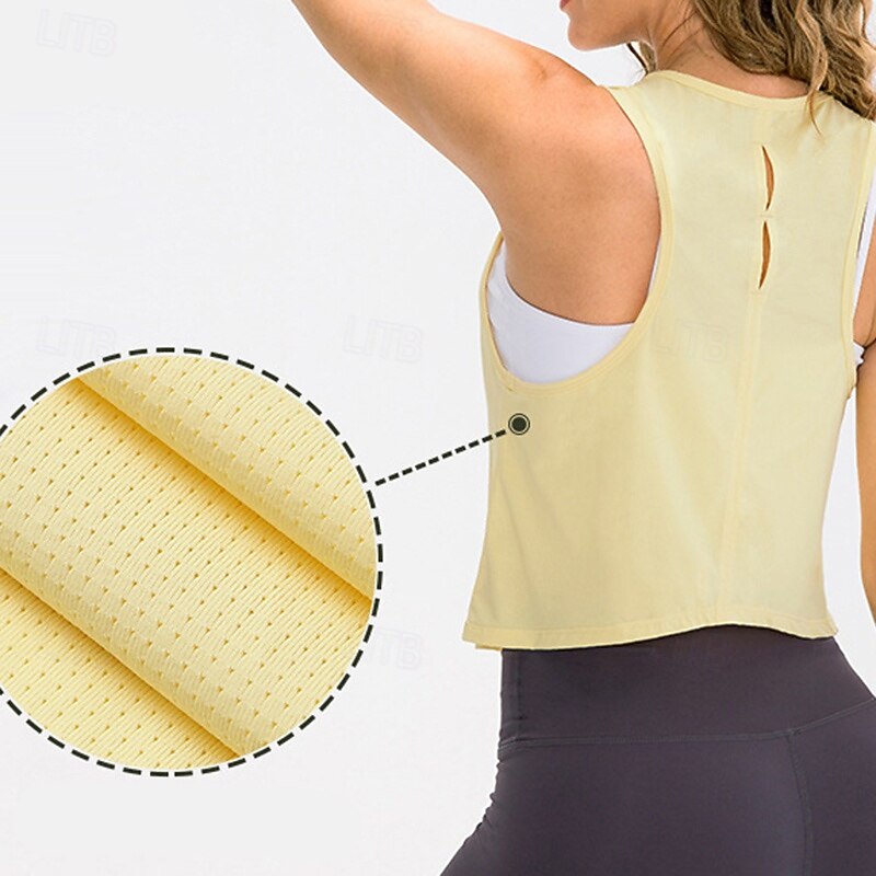 Women's Yoga Shirts Breathable Sleeveless Sports Solid Color Top For Gym Athletic Sports Loose Fit Activewear