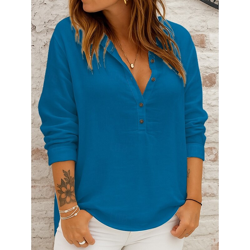 Women's Shirt Solid Color Casual Beach Regular Tops Yellow Pink Blue Beige Summer Spring Fall4