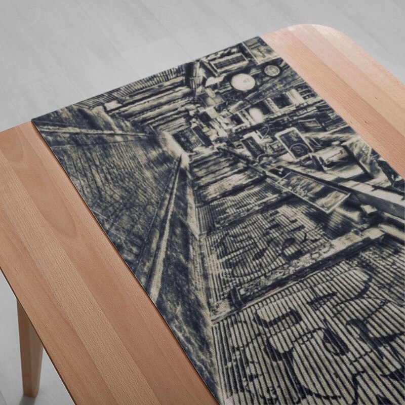 1PC Black & White Graffiti Table Runner Table Flag - Urban Street Art Printed Rectangular Tablecloth for Restaurant, Banquet, Party Decoration (33x180cm/13x70.5in)4
