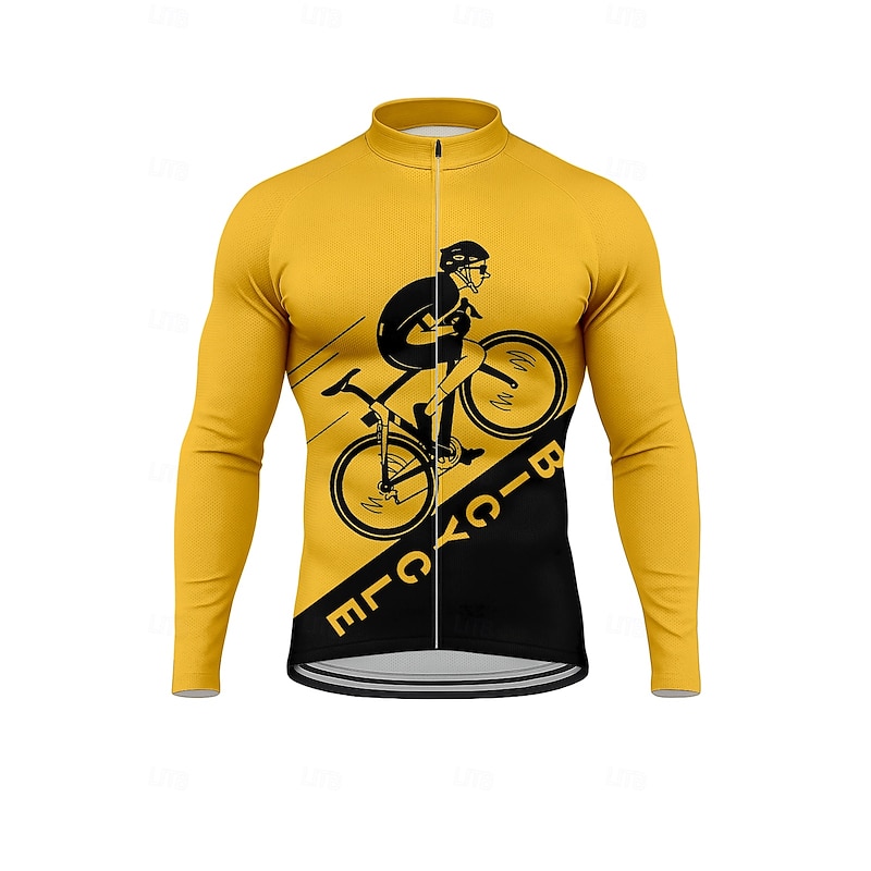 Men's Men Tops Cycling Jersey Graphic Quotes & Sayings Bicycle Long Sleeve Bike Jersey Top with 3 Rear Pockets Mountain Bike MTB Road Bike Cycling Sun Protection Quick Dry Reflective Strips Back