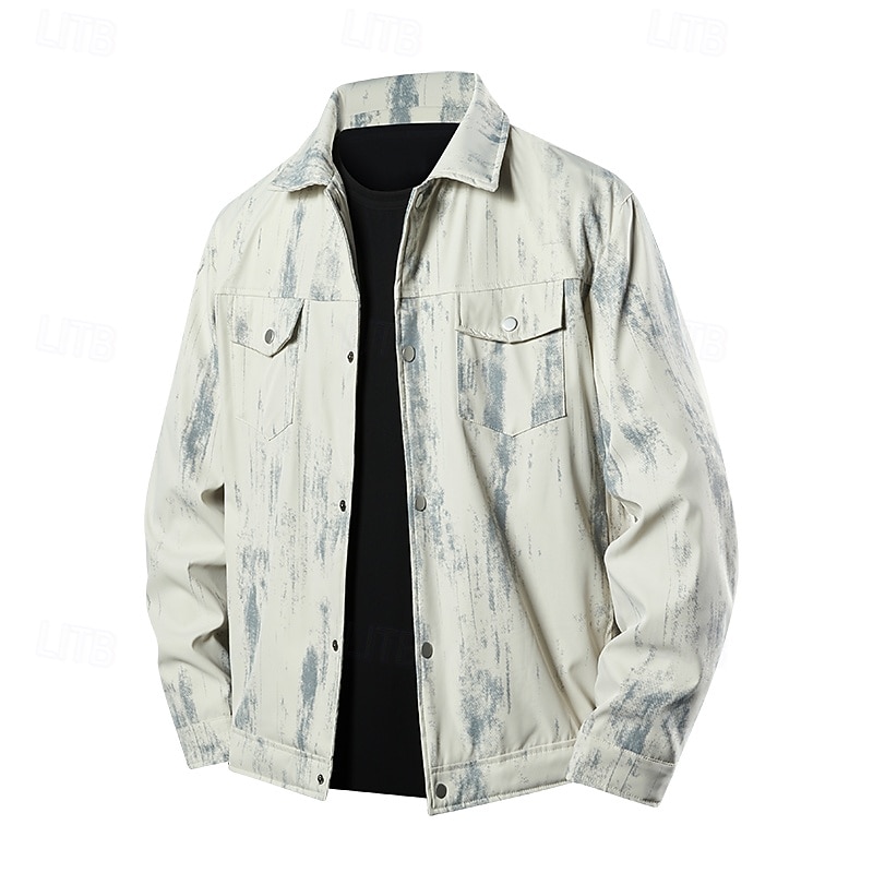 Men's Jacket Casual Jacket Outdoor Vacation Warm Zipper Pocket Fall Winter Plain Fashion Streetwear Standing Collar Regular Black Blue Beige Jacket3
