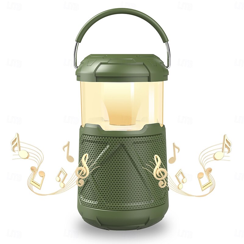 Wireless Waterproof Outdoor Bluetooth Speaker with Lights, Micro SD Card Slot, Handle, TWS, Long Playtime, Perfect for Camping, Shower, Pool, Beach, Travel, and Bedside