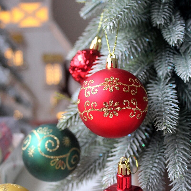 72 Pcs Christmas Tree Balls Baubles Ornaments Xmas Decorations Painted Shaped Round Ball Gift Box Set For Holiday Home Party Christmas Tree Hanging Decoration Accessories2