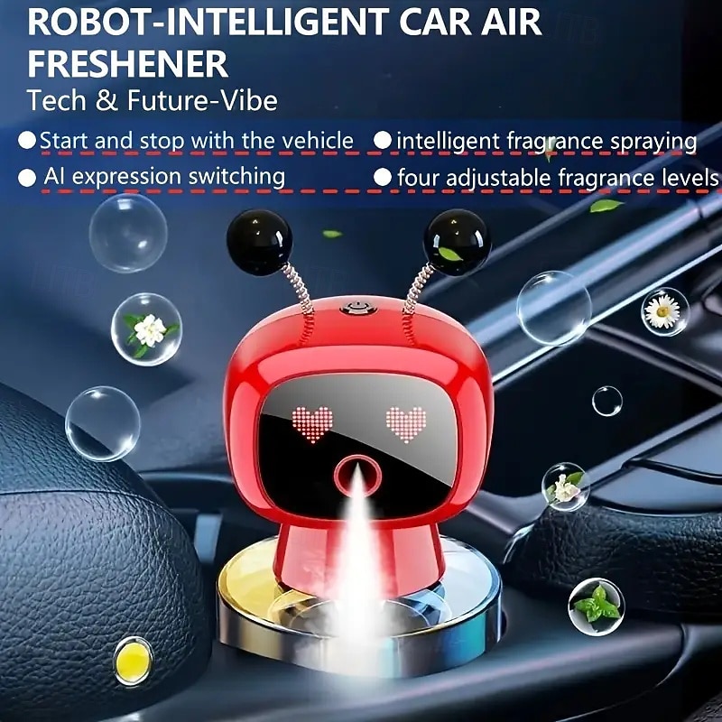 Robot Intelligent Car Air Freshener USB Charging Design Four Fragrance Intensity Settings Ideal Car Accessory and Perfect Gift3