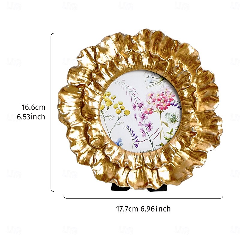 Classic Gold 3D Rose Pattern Square Resin Photo Frame – Vintage Style Picture Display Frame for Home Decor and Photography Props2