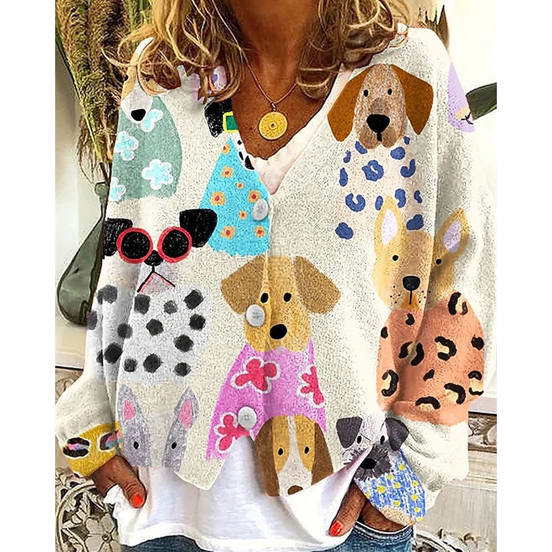 Women's Coat Casual Jacket Warm Comfortable Print Fashion Modern Casual Floral Going out Weekend Single Breasted Regular V Neck Regular Fit Long Sleeve Outerwear White Yellow Khaki Fall Winter3