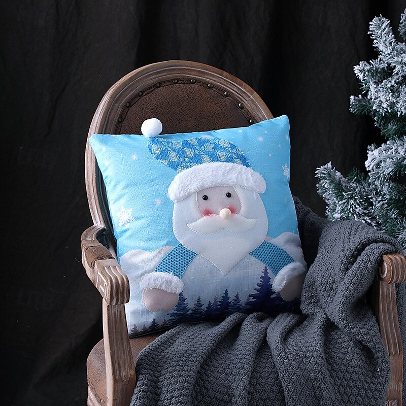 Christmas Pillow Cover with Light Santa Claus Snowman Cushion Case Illuminated Holiday Pillow Cover Festive Christmas Decoration Cozy Sofa Bed Accessory2