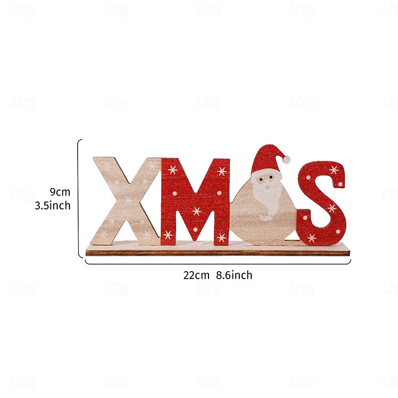 Christmas Wooden Letter Decorations, Cartoon Style Xmas Tabletop Signs, Festive Holiday Ornaments for Home Decor and Party Decoration2