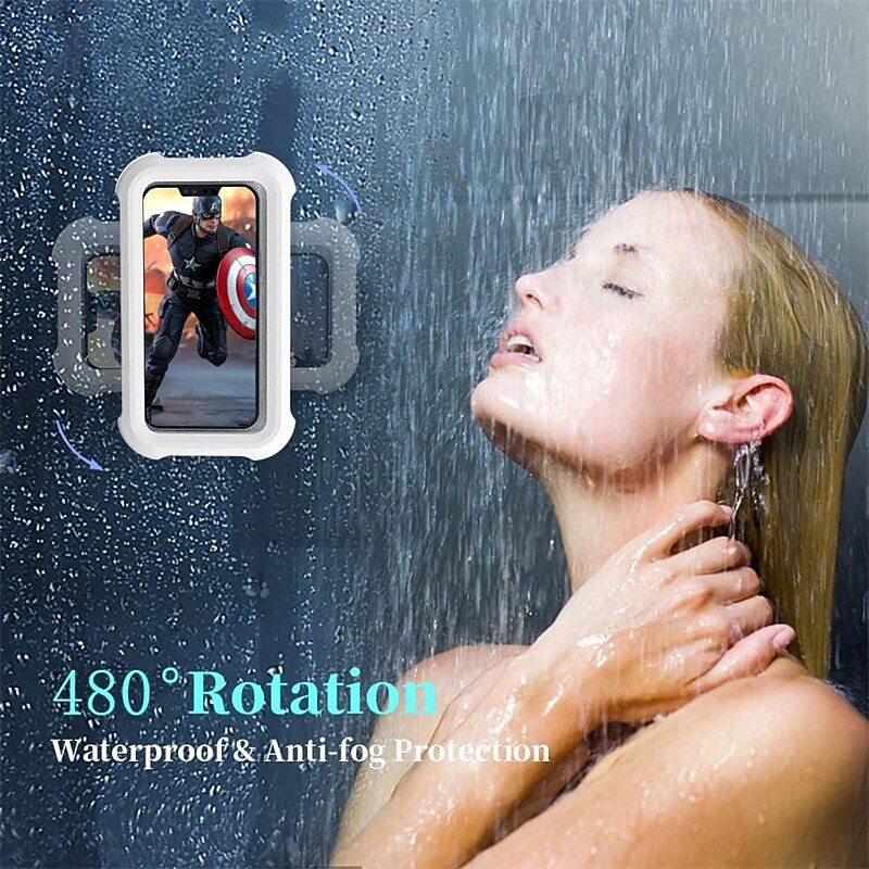 Waterproof Wall-Mounted Phone Holder for Shower & Bath – Hands-Free, Anti-Fog Screen, 360° Rotation2