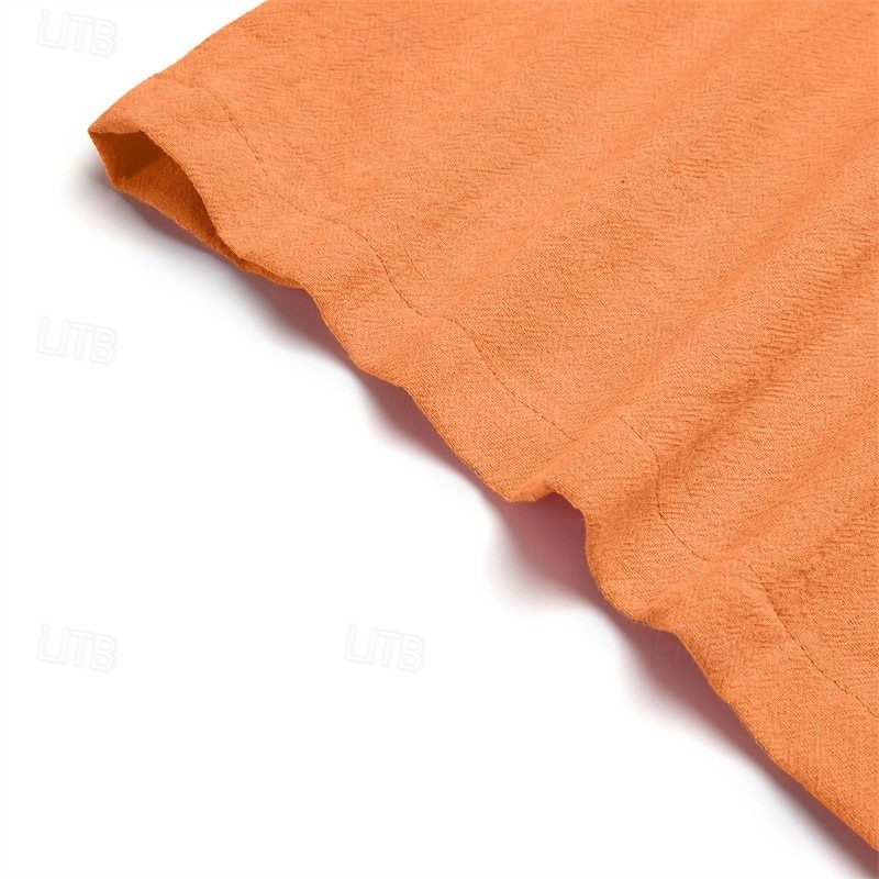 Men's Linen Pants Trousers Summer Pants Drawstring Elastic Waist Wide Leg Plain Comfort Breathable Full Length Casual Daily Holiday Vacation Fashion Loose Fit Pumpkin White Inelastic4