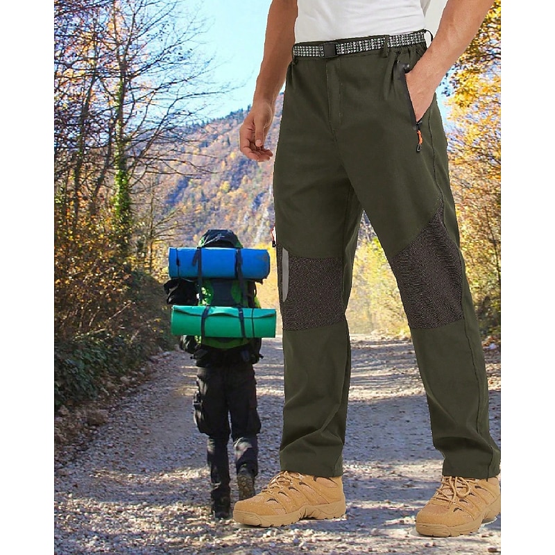 Men's Hiking Pants Trousers Patchwork Summer Outdoor Tailored Fit Waterproof Windproof Zipper Pocket Comfortable Bottoms Full Length Elastic Waist Zipper Pocket Dark Grey Black Spandex Camping