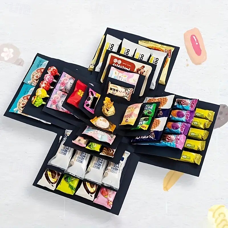 Surprise Christmas Gift Box Set with Lids, DIY Multi-Compartment Party Gift Packaging Kit for Birthdays, Valentine’s Day, Christmas, Proposals, and Special Occasions, Food Not Included2