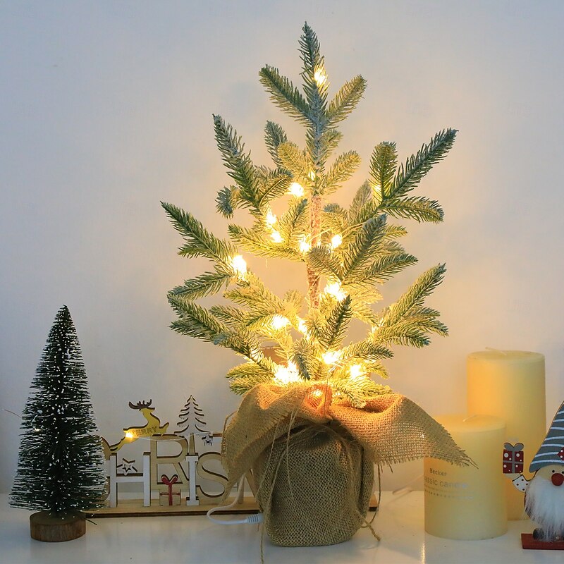 LED Decorative Table Lamp Novelty Artificial Plants Bonsai Glow Cute Night Light for Bedroom Office Living Room,USB Powered Glitterring Bedside Lamps for Friends4