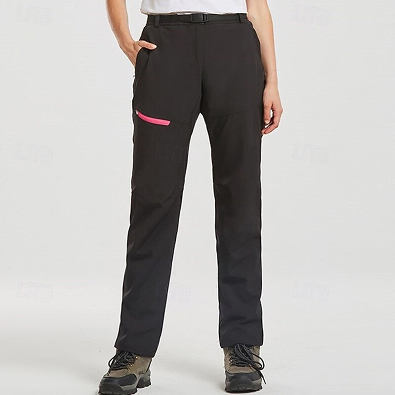 Women's Cargo Pants Fleece Pants Slacks Casual Plus velvet Full Length Natural Plain Zipper Pocket Thermal Warm Windproof Comfortable Street Holiday Daily Wear Violet Lotus Black Pink Winter Regular4